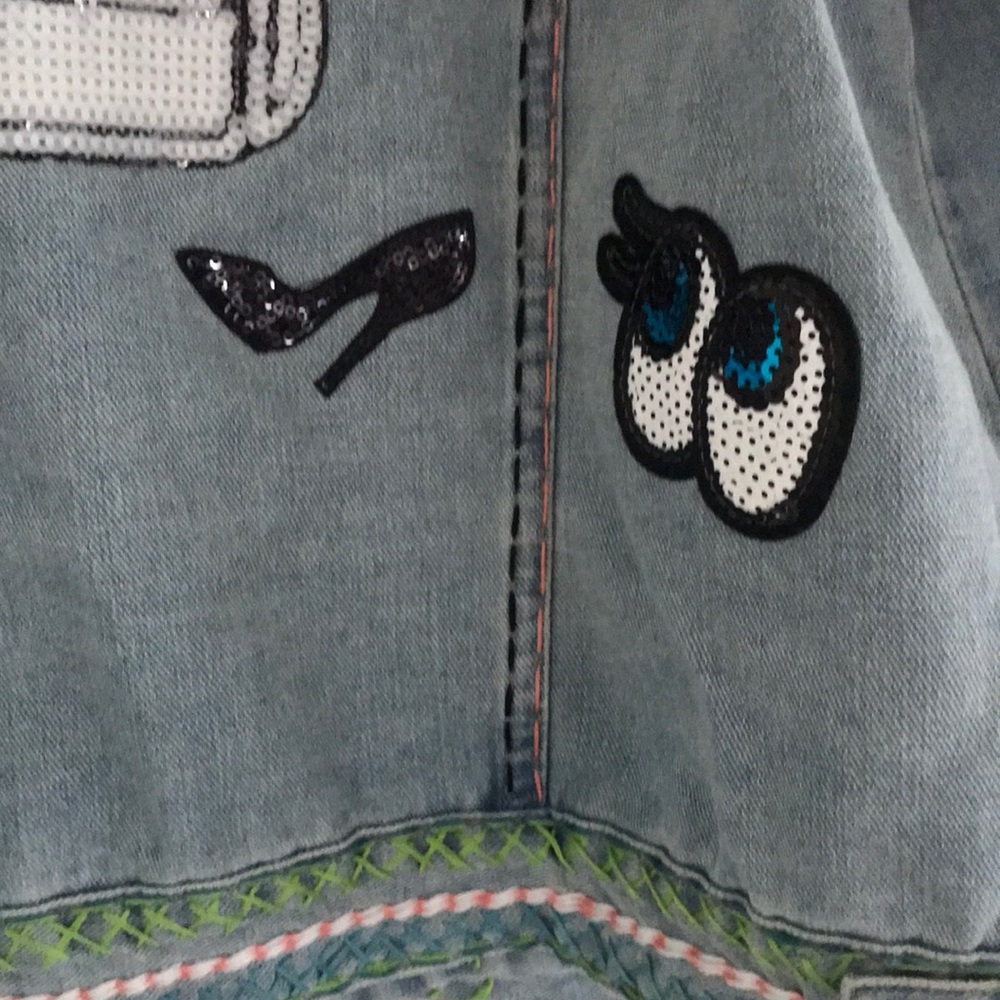 Hand Embroidered Jean Jacket - Picture 7 of 8